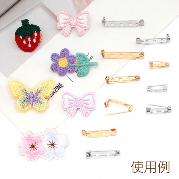 ブローチピン 銅製 バッジ 2穴 ゴールド/ロジウム 約20mm（8ヶ）