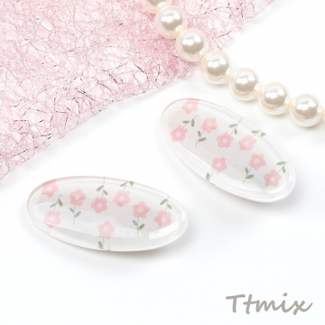 ヘアクリップ 鉄製/アクリル製 オーバル フラワー 花 髪飾り 髪留め ヘアピン 約1.7×4cm（2ヶ）