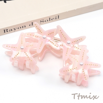 バンスクリップ アセテート ヒトデ マーメイド マリン 髪飾り 髪留め 約5×10.5cm（1ヶ）※メール便不可