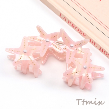 バンスクリップ アセテート ヒトデ マーメイド マリン 髪飾り 髪留め 約5×10.5cm（1ヶ）※メール便不可