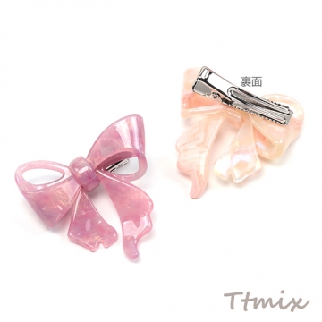 ヘアクリップ 鉄製/アセテート リボン 髪飾り 髪留め 約4.8×5cm（1ヶ）