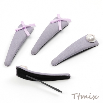 ヘアクリップ 鉄製 パール/リボン 三角形 髪飾り 髪留め 約2×7cm（1ヶ）
