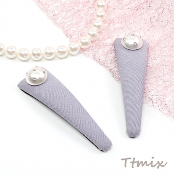 ヘアクリップ 鉄製 パール/リボン 三角形 髪飾り 髪留め 約2×7cm（1ヶ）
