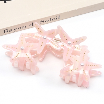 バンスクリップ アセテート ヒトデ マーメイド マリン 髪飾り 髪留め 約5×10.5cm（1ヶ）※メール便不可
