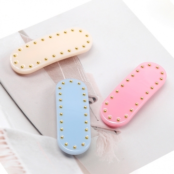 ヘアクリップ 鉄製/アセテート ゴールドビーズ付き 髪飾り 髪留め 約2.5×7.5cm（1ヶ）