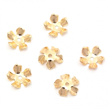 メタルパーツ メタルチャーム 5弁花 フラワー お花 アクセサリーパーツ 穴あり 銅製 約9mm（10ヶ）