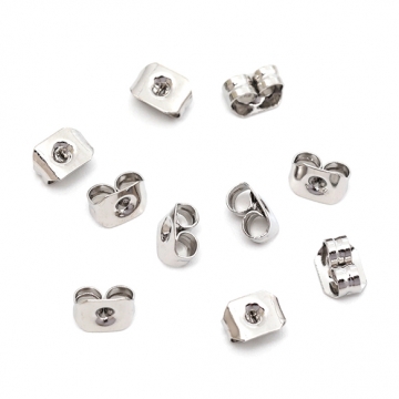 ピアスキャッチ 銅製 ピアスパーツ 留め具 部品 ゴールド/ロジウム 約3.5×5mm（30ヶ）