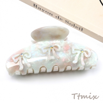バンスクリップ アセテート リボン キラキラ ヘアアクセサリー 髪留め 髪飾り 約5×10cm（1ヶ）※メール便不可