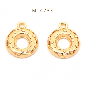 メタルチャーム 合金製 ドーナツ スイーツ アフタヌーンティー カフェ メタルパーツ 約12×14mm（6ヶ）