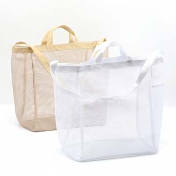 メッシュバッグ 大容量 携帯用トートバッグ ショルダーバッグ ビーチ プール キャンプ 約20×36×50cm（1ヶ）