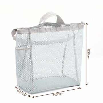メッシュバッグ 大容量 携帯用トートバッグ ショルダーバッグ ビーチ プール キャンプ 約20×36×50cm（1ヶ）