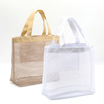 メッシュバッグ 携帯用ハンドバッグ ショッピング ビーチ プール キャンプ 約14×30×38cm（1ヶ）