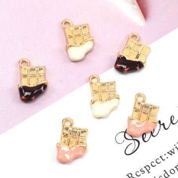 エポチャーム 合金製 チョコレート スイーツ ミニチュアフード メタルチャーム 1カン付き 約10×15mm（4ヶ）