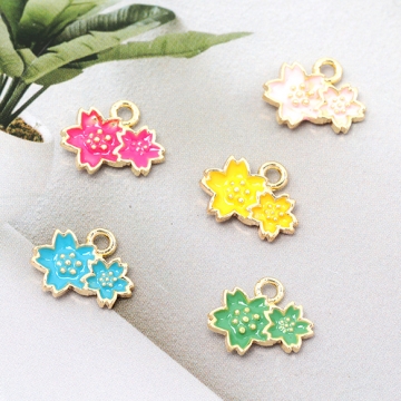エポチャーム 合金製 さくら 桜 フラワー 花 メタルフラワーチャーム 約9×12mm（4ヶ）