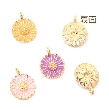 エポチャーム 合金製 菊 フラワー 花 メタルフラワーチャーム 約11×14mm（4ヶ）