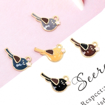 エポチャーム 合金製 ことり 鳥 花付き アニマル 動物 メタルチャーム 1カン付き 約11×17mm（4ヶ）