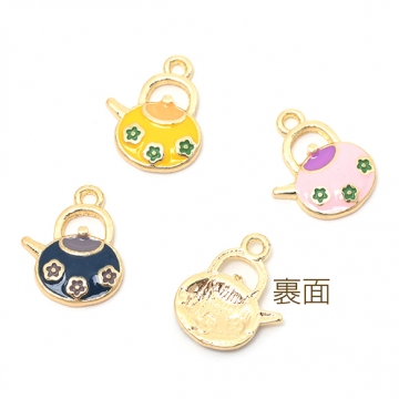エポチャーム 合金製 ティーポット 急須 食器 メタルチャーム 1カン付き 約11×14mm（4ヶ）