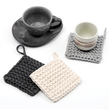 コースター コットン 手編み コップ敷き 和風 キッチン用品 約12×12cm（1ヶ）