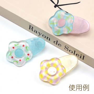 樹脂貼付けパーツ 樹脂製 ドーナツ型 フラワー 花 半面貼り付けパーツ カボション デコパーツ 約25mm（6ヶ）