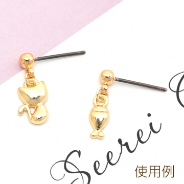 メタルチャーム 合金製 ねこ 猫 動物 ペット 生き物 メタルパーツ 約6×10mm（8ヶ）