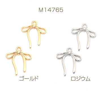 メタルチャーム 合金製 リボン 蝶々結び メタルパーツ 約13×16mm（6ヶ）