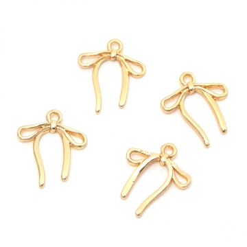 メタルチャーム 合金製 リボン 蝶々結び メタルパーツ 約13×16mm（6ヶ）