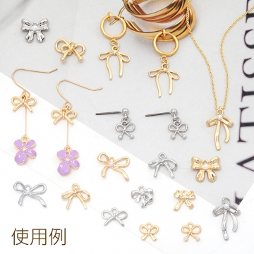 メタルチャーム メタルパーツ 蝶 パール付き 蝶々 合金製 約11×14mm（6ヶ）