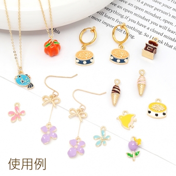 エポチャーム メタルチャーム フラワー お花 合金製 約10×13mm（4ヶ）
