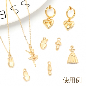 メタルチャーム 合金製 サボテン 花 立体チャーム メタルパーツ 約7×14mm（6ヶ）