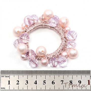 ヘアゴム コットンパール風ビーズ アクリルビーズ 多面カット 手作り おしゃれ 可愛い 髪留め（1ヶ）