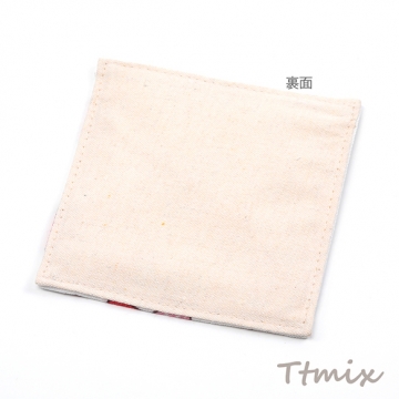 コースター 綿 イチゴ 苺 いちご模様 スクエア 四角 シンプル 断熱パッド 約11×11cm（1ヶ）
