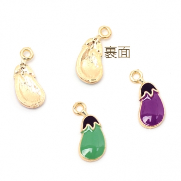 エポチャーム 合金製 なすび ナス 茄 野菜 メタルチャーム 約7×15mm（4ヶ）