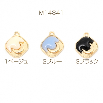 樹脂チャーム 合金製 ひし形 月 ムーン 天体観測 メタルチャーム 約14×17mm（2ヶ）