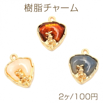 樹脂チャーム 合金製 三角形 バラ 薔薇 ローズ フラワー メタルチャーム 約14×18mm（2ヶ）
