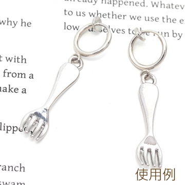 メタルチャーム 合金製 ナイフ フォーク スプーン カトラリー 食器 ロジウム メタルパーツ 約8×30mm（6ヶ）