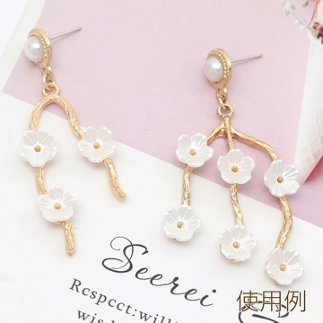 アクリルチャーム 合金製 アクリルフラワー 3連 木の枝 メタルチャーム 約30×42mm（2ヶ）