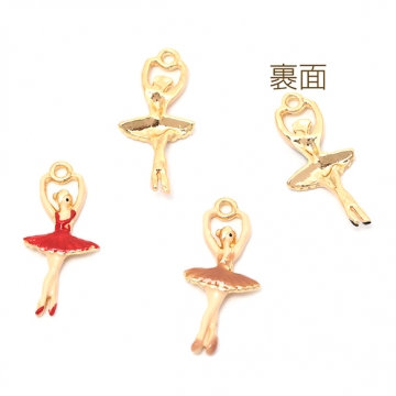 エポチャーム 合金製 バレエ 踊り子 プリマ ミニチュア メタルチャーム 約11×24mm（4ヶ）