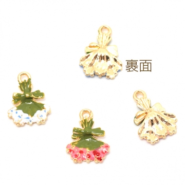 エポチャーム 合金製 ブーケ 花束 フラワー メタルチャーム 約11×15mm（4ヶ）