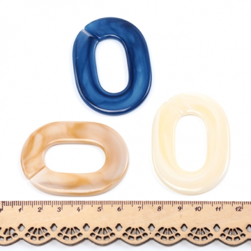 アクリルパーツ アクリル製 オーバル 切れ目付き マーブルカラー アクリルチェーンパーツ 約40×55mm（10ヶ）