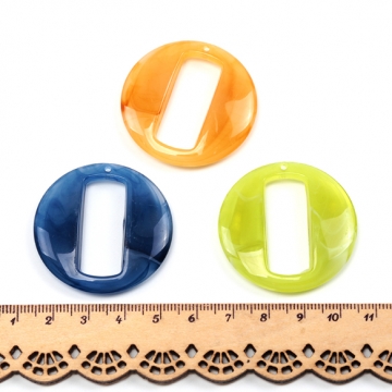 アクリルパーツ アクリル製 変形プレート型 サークル マーブルカラー 1穴 約40mm（10ヶ）