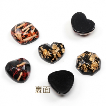 アクリル貼り付けパーツ 樹脂製 デザインパーツ ドライフラワー 金箔 半面パーツ 全6種（10ヶ）