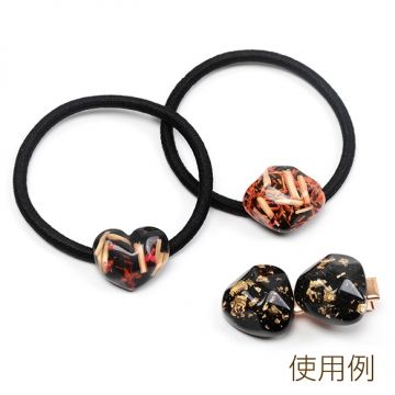 アクリル貼り付けパーツ 樹脂製 デザインパーツ ドライフラワー 金箔 半面パーツ 全6種（10ヶ）