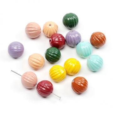 アクリルビーズ アクリル製 かぼちゃビーズ カラフル 約14mm（20ヶ）