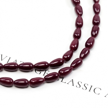 ガラスビーズ ガラス製 しずく 水滴 あずきカラー 約7×12mm 1連(約63ヶ)