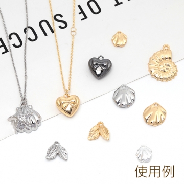 メタルチャーム 合金製 リーフ 葉っぱ 立体 メタルパーツ 約11×11mm（6ヶ）