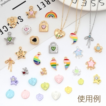 エポチャーム 合金製 レインボー 虹 メタルチャーム 約12×18mm（2ヶ）