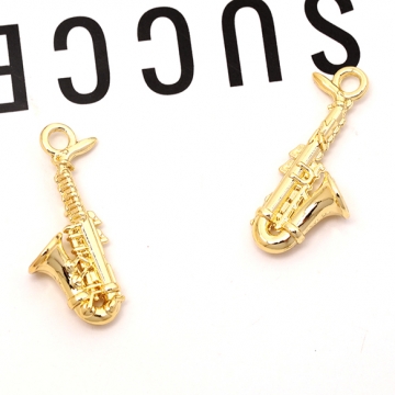 メタルチャーム 合金製 サックス 楽器 吹奏楽 音楽 メタルチャーム 約11×22mm（4ヶ）
