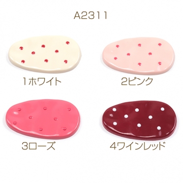 アクリル貼り付けパーツ アクリル製 楕円 ドット柄 手書き風 カボション デコパーツ 半面パーツ 約23×40mm（10ヶ）
