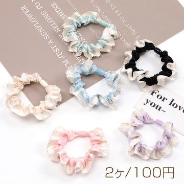 シュシュ レース付き 可愛い ロリータ ヘアゴム ヘアアクセサリー 髪留め 髪飾り 全6種（2ヶ）