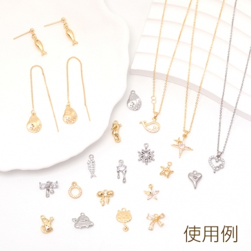 ジルコニアチャーム 銅製 ねこ 猫 横向き メタルチャーム 約9×12mm（2ヶ）